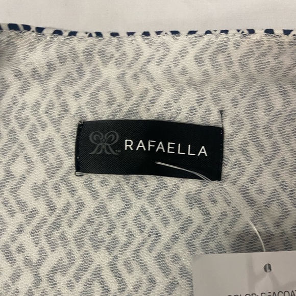 *NWT* Rafaella Long Sleeve Women's White Navy Cross Tiles Print Top Size Large - Picture 9 of 14